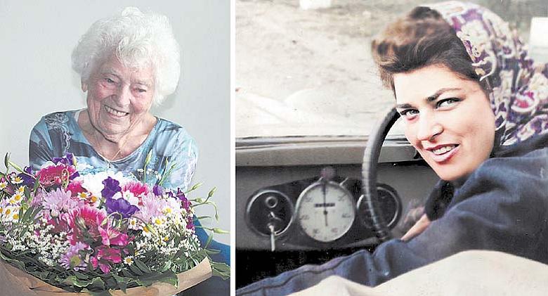 OSLAVU životního jubilea si paní Vlasta užila hned několikrát - s rodinou i s přáteli v centru. Na archivním snímku vpravo je za volantem své vysněné aerovky.  Foto: -lb-, archiv EB