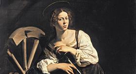 SVATÁ KATEŘINA ALEXANDRIJSKÁ na obraze Michelangela Caravaggia z roku 1596.Zdroj: Wikipedie